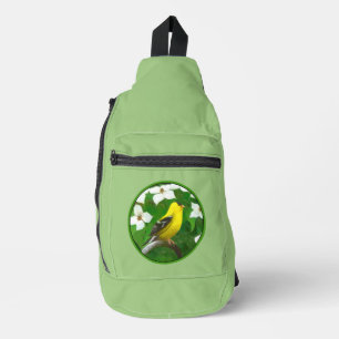 Goldfinch in Dogwood Blossoms Original Bird Art Sling Bag