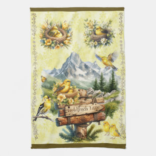 Goldfinch Lane Yellow Loden Gold Finch Tea Towel