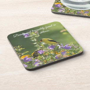 Goldfinch on a Harebell Flower Coaster