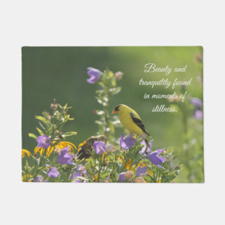Goldfinch on a Harebell Flower Doormat