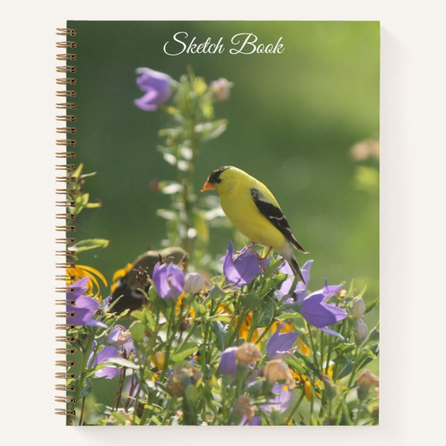 Goldfinch on a Harebell Flower Notebook (Front)