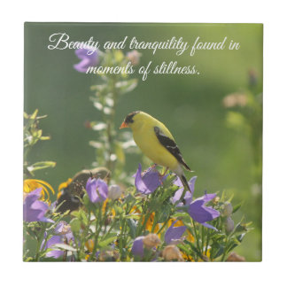 Goldfinch on a Harebell Flower Tile