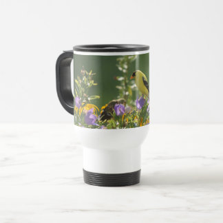 Goldfinch on a Harebell Flower Travel Mug
