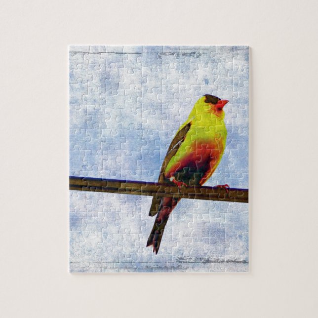 Goldfinch on Power Line Jigsaw Puzzle (Vertical)