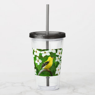 Goldfinch Painting - Cute Original Dog Art Acrylic Tumbler