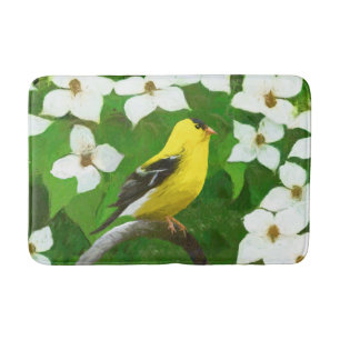 Goldfinch Painting - Cute Original Dog Art Bath Mat