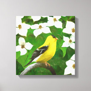 Goldfinch Painting - Cute Original Dog Art Canvas Print