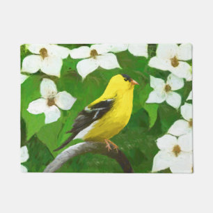 Goldfinch Painting - Cute Original Dog Art Doormat