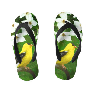 Goldfinch Painting - Cute Original Dog Art Kid's Jandals