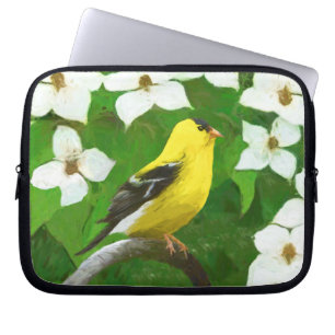 Goldfinch Painting - Cute Original Dog Art Laptop Sleeve