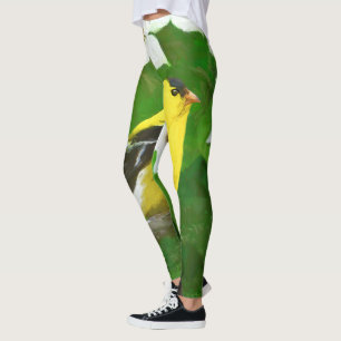 Goldfinch Painting - Cute Original Dog Art Leggings