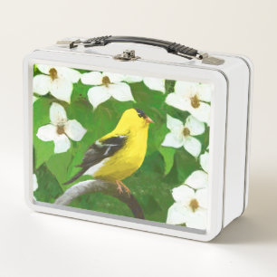 Goldfinch Painting - Cute Original Dog Art Metal Lunch Box