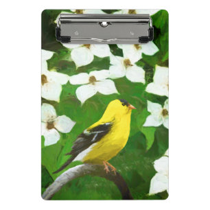 Goldfinch Painting - Cute Original Dog Art Mini Clipboard