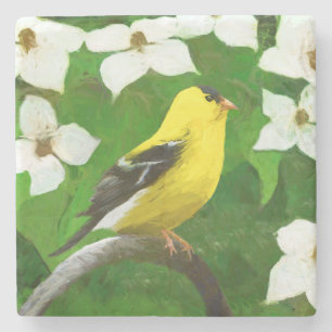 Goldfinch Painting - Cute Original Dog Art Stone Coaster