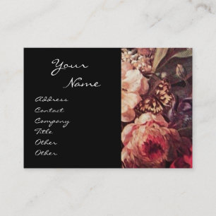GOLDFINCH,PINK ROSES AND BUTTERFLY BUSINESS CARD