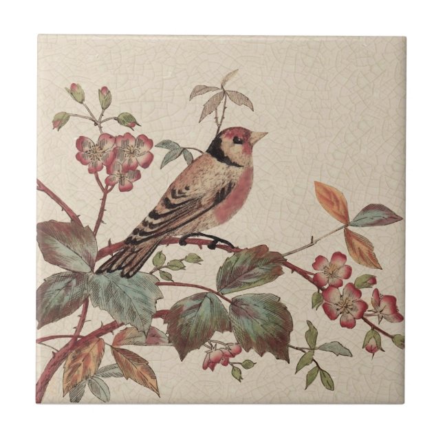 Goldfinch Polychrome Staffordshire Repro Antique Tile (Front)