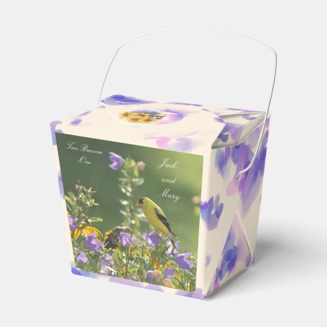 Goldfinch Spring Garden Wedding Cream Favour Box (Front Side)