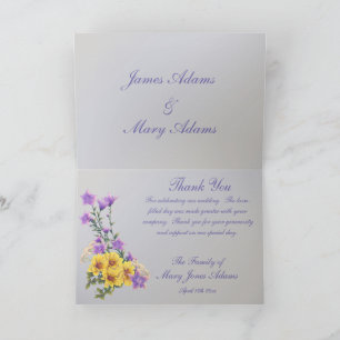Goldfinch Spring Garden Wedding    Thank You Card