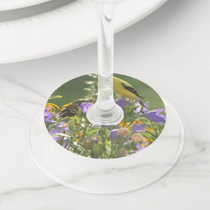 Goldfinch Spring Garden Wedding Wine Glass Tag