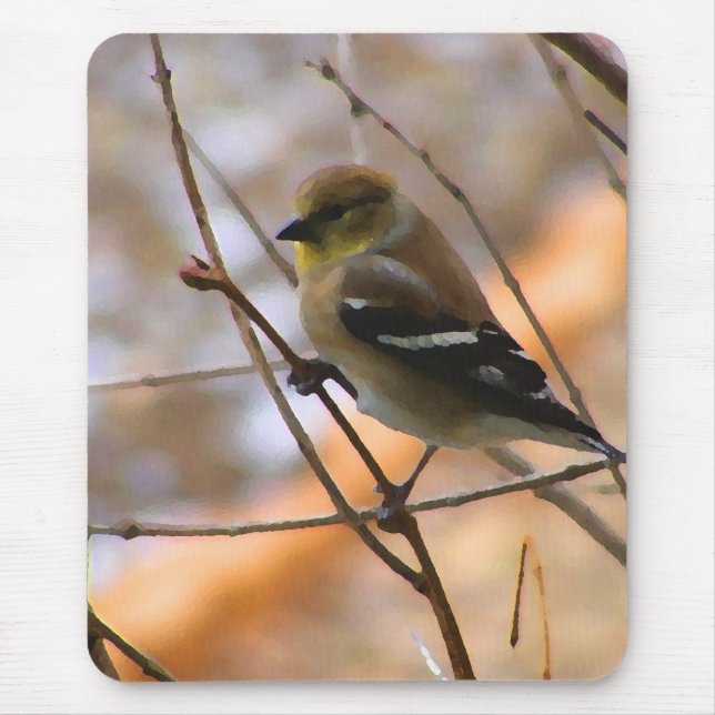 Goldfinch Watercolor Mouse Pad (Front)
