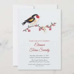 Goldfinch Winterberry Branch Birthday Invitation