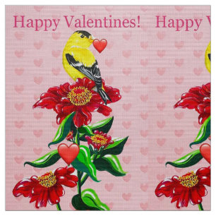 Goldfinch with Heart Fabric