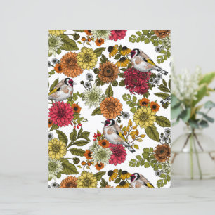 Goldfinches and flowers