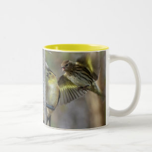 Goldfinches at the Feeder Two-Tone Coffee Mug