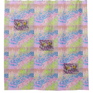Goldfinches in a Pink Meadow Shower Curtain