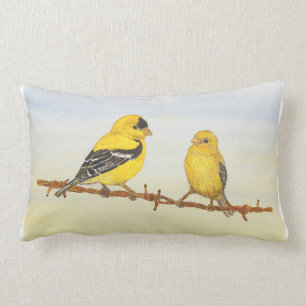 Goldfinches in Love Lumbar Cushion