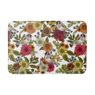 Goldfinches in the garden bath mat