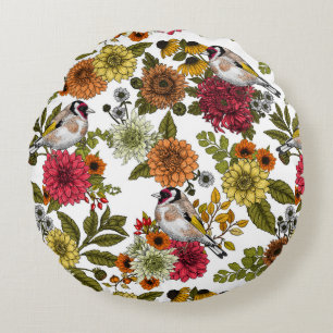 Goldfinches in the garden   round cushion