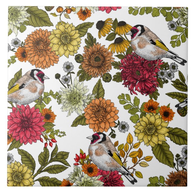 Goldfinches in the garden   tile (Front)