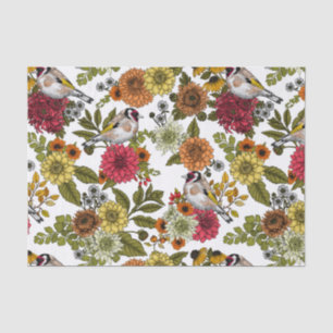Goldfinches in the garden tissue paper