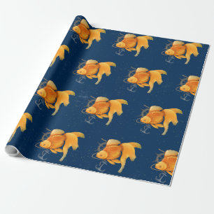 Goldfish Anchor Ship Wheel Nautical Wrapping Paper