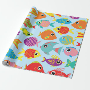 Goldfish Aquarium Cute 1st Birthday Wrapping Paper