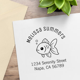 Goldfish Arch Address Rubber Stamp