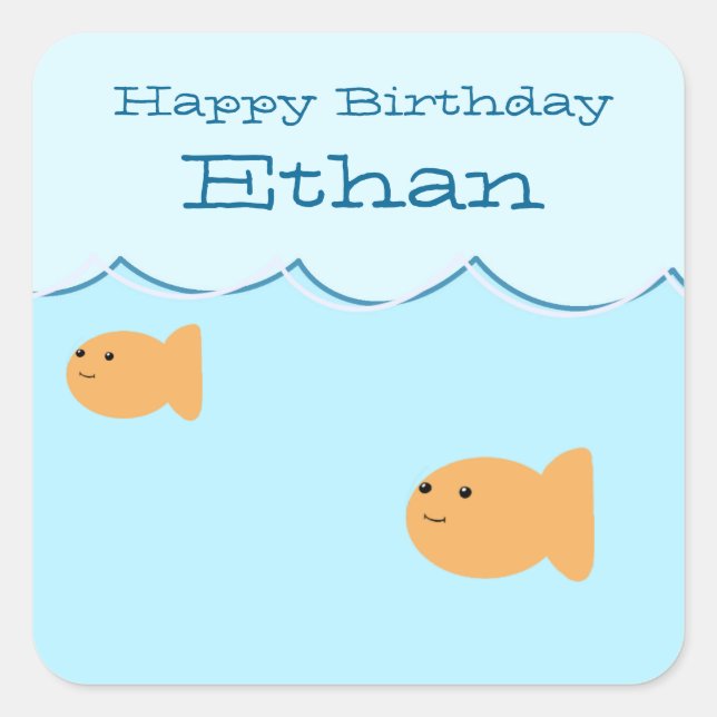 Goldfish Birthday Party Custom Stickers (Front)