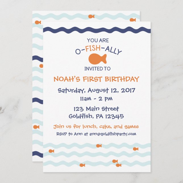 Goldfish Birthday Party Invitation (Front/Back)