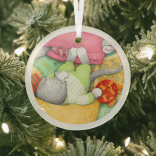 GOLDFISH CRACKERS KITTY Glass Circle Ornament