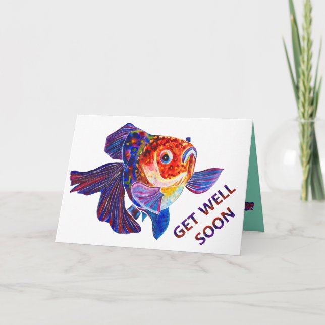 Goldfish design "get well soon" greeting card (Front)