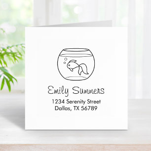 Goldfish in a Fish Bowl Address Rubber Stamp