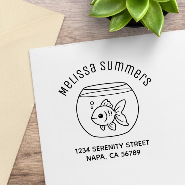 Goldfish in a Fish Bowl Arch Address Rubber Stamp (Creator Uploaded)