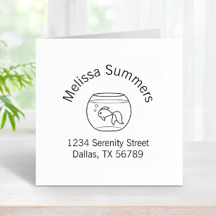 Goldfish in a Fish Bowl Arch Address Rubber Stamp