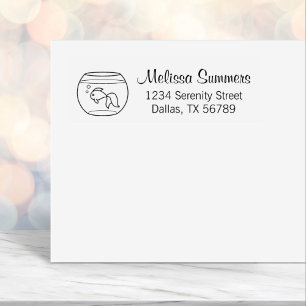 Goldfish in a Fish Tank Address Self-inking Stamp