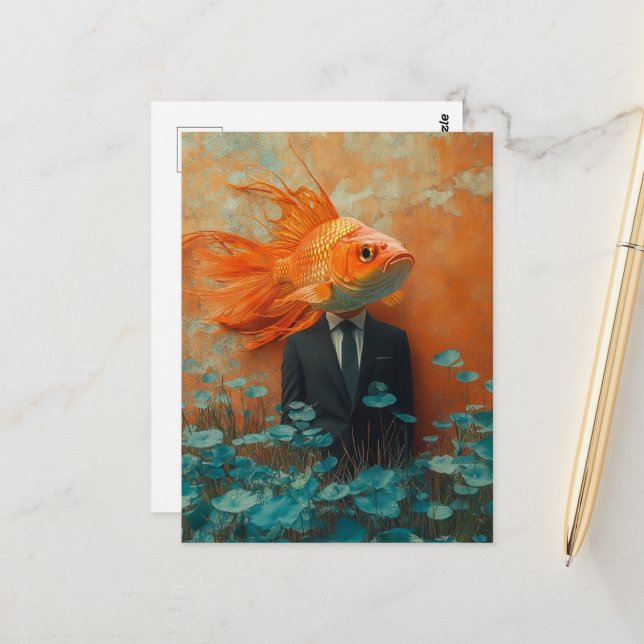 Goldfish in a Suit Postcard (Front/Back In Situ)