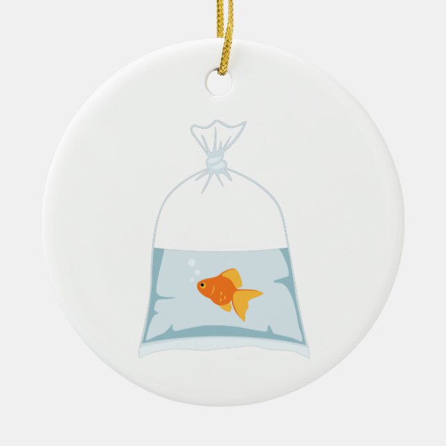 Goldfish In Bag Ceramic Tree Decoration (Front)