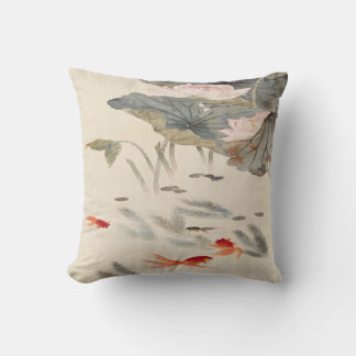 Goldfish in Lotus Pond Chinese Print Cushion