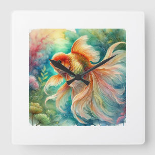 Goldfish in Tranquil Waters 240824AREF111 - Waterc Square Wall Clock