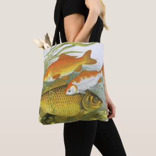 Goldfish Koi Fish, Vintage Marine Aquatic Sea Life Tote Bag